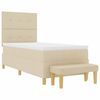 vidaXL Boxspringbett mit Matratze mit Kopfteil Creme 90 x 200 cm Stoff
