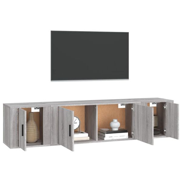 vidaXL 3-tlg. TV-Schrank-Set Grau Sonoma Holzwerkstoff