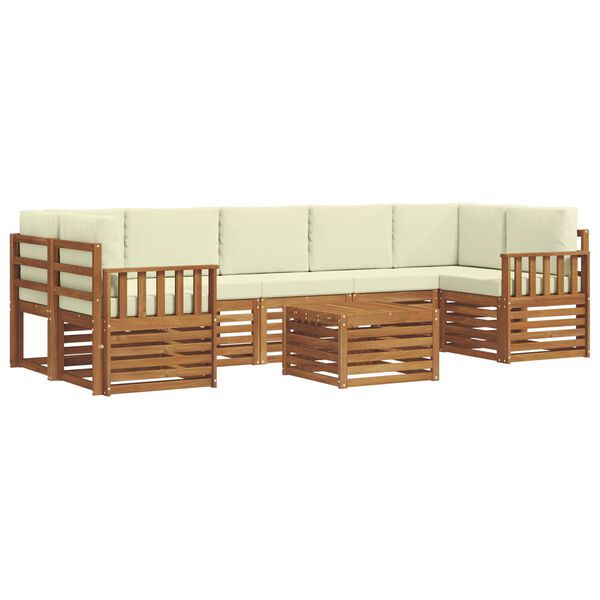 vidaXL Sofagarnituren 8 pcs Natur und Creme Massivholz Akazie
