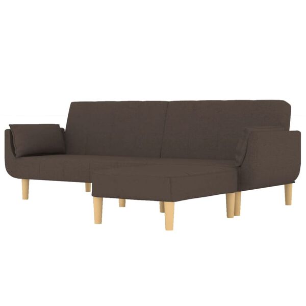 vidaXL Schlafsofa 2-Sitzer mit Hocker & Zwei Kissen Taupe Stoff