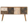 vidaXL Sideboard mit Druckmustern 130x30x70 cm Massivholz Mango