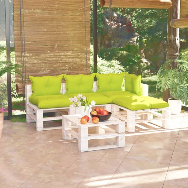 vidaXL 5-tlg. Garten-Lounge-Set aus Paletten mit Kissen Kiefernholz