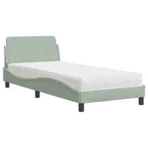 vidaXL Bett mit Matratze "Dover" Hellgrau 90x200 cm Samt