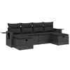 vidaXL 6-tlg. Garten-Sofagarnitur mit Kissen Schwarz Poly Rattan