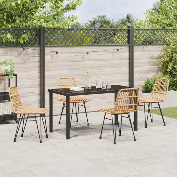 vidaXL Garten Essgruppe 5 pcs Braun Pulverbeschichteter Stahl