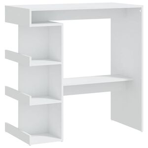 vidaXL Bartisch mit Regal Wei&szlig; 100x50x101,5 cm Holzwerkstoff