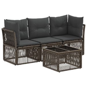 vidaXL Gartensofa-set 4 stk. Grau Poly-Rattan