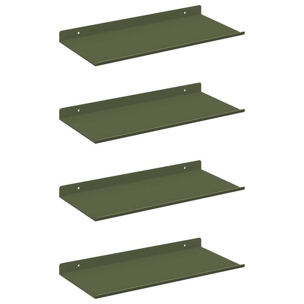 vidaXL Schwebendes Regal 4 pcs Olive Gr&uuml;n 40 x 18 x 2,5 cm Stahl
