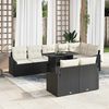 vidaXL Garten-Sofa-Set mit Kissen mit Speicher 9 pcs Schwarz und Creme