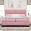 vidaXL LED Boxspringbett mit Matratze Rosa 200 x 200 cm Stoff