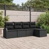 vidaXL Sofa Set mit Kissen mit Speicher 5 pcs Schwarz Poly-Rattan