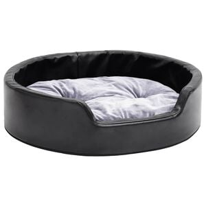 vidaXL Hundebett Schwarz-Grau 69x59x19 cm Pl&uuml;sch und Kunstleder