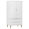 vidaXL Kleiderschrank MOLDE Wei&szlig; 90x55x175 cm Massivholz Kiefer