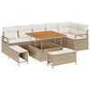 vidaXL Garten-Sofa-Set mit Kissen 9 pcs Beige Poly Rattan