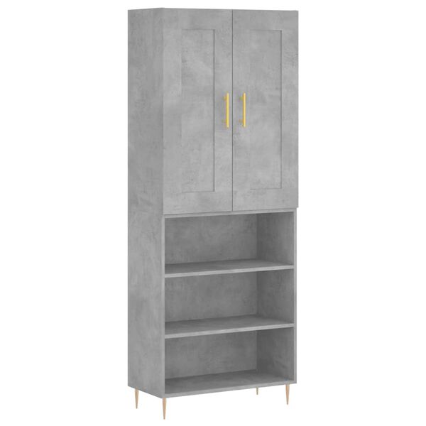 vidaXL Highboard Betongrau 69,5x34x180 cm Holzwerkstoff