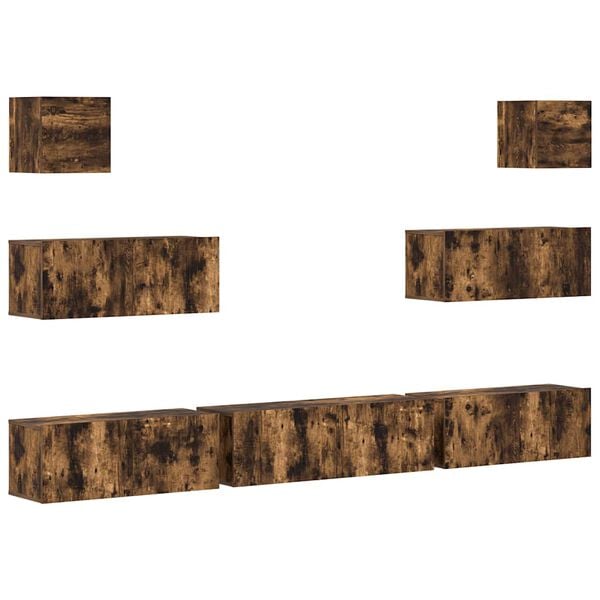 vidaXL 7-tlg. TV-Schrank-Set R&auml;uchereiche Holzwerkstoff