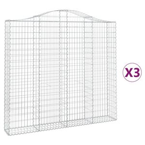 vidaXL Gabionen mit Hochbogen 3 Stk. 200x30x180/200cm Verzinktes Eisen