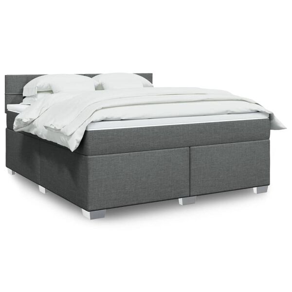 vidaXL Boxspringbett mit Matratze Dunkelgrau 180x200 cm Stoff