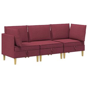 vidaXL Modular Sofa Set mit Stauraum 3 pcs Weinrot Stoff