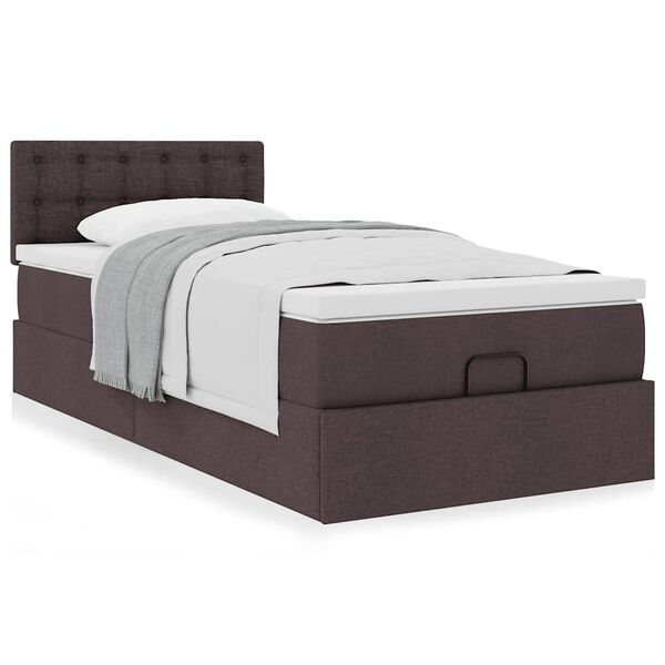 vidaXL Ottoman-Bett mit Matratze Dunkelbraun 100x200 cm Stoff