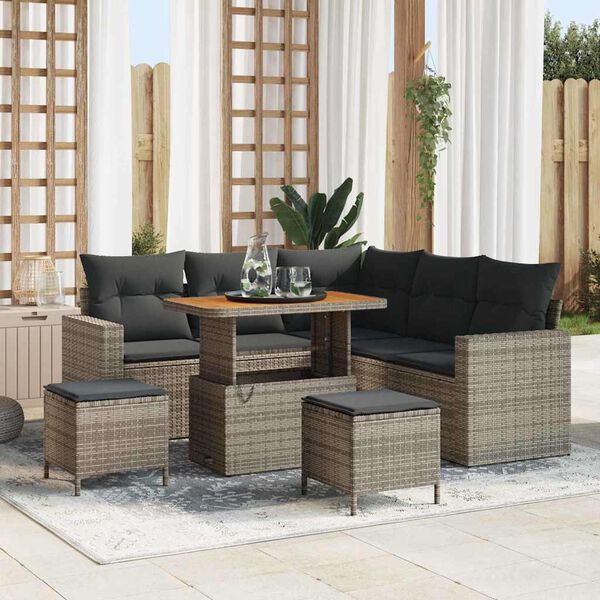 vidaXL Gartensofa-set 8 pcs Grau Poly-Rattan