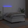 vidaXL Boxspringbett mit Matratze & LED Wei&szlig; 120x190 cm Kunstleder