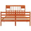 vidaXL Massivholzbett mit Regal ohne Matratze Wachsbraun 150x200 cm