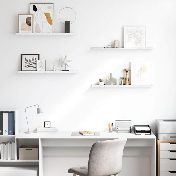 vidaXL Wandregal 4 pcs Wei&szlig; Marmor 80 x 9 x 3 cm Holzwerkstoff