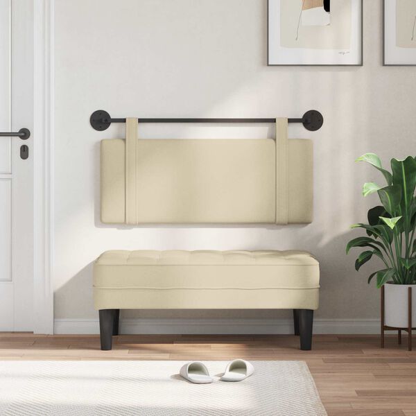 vidaXL H&auml;ngevorderseite Wandmontiert Uni Creme 110 x 55 x 5 cm Stoff