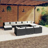 vidaXL 11-tlg. Garten-Lounge-Set mit Kissen Schwarz Poly Rattan