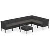 vidaXL 8-tlg. Garten-Lounge-Set mit Auflagen Poly Rattan Schwarz