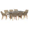 vidaXL Garten Essgruppe mit Kissen 9 pcs Beige Poly-Rattan