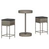 vidaXL 3-tlg. Gartenbar-Set mit Kissen Grau Poly Rattan