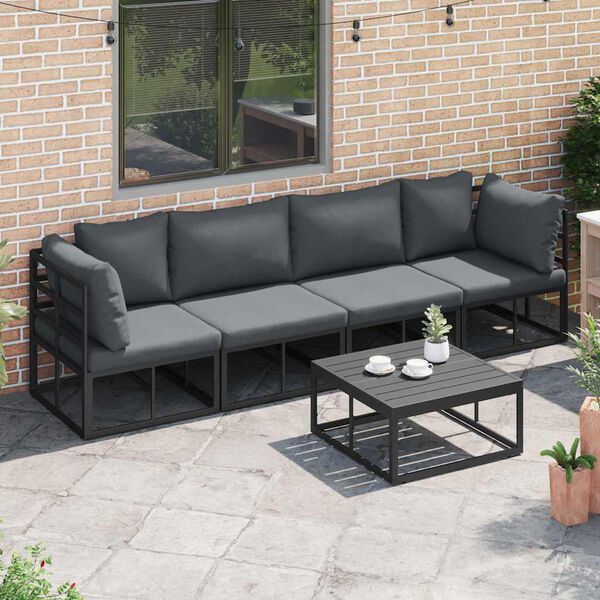 vidaXL Gartensofa-set 4 pcs Schwarz Metall