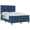 vidaXL Boxspringbett mit Matratze mit Kopfteil Blau 160 x 200 cm Stoff