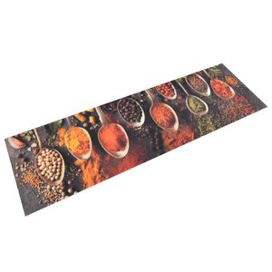 vidaXL K&uuml;chenteppich Waschbar L&ouml;ffel & Gew&uuml;rze 45x150 cm Samt