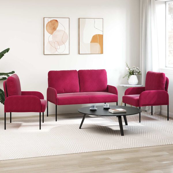 vidaXL Sofagarnituren 3 pcs Weinrot 115 x 56 x 80 cm Sperrholz
