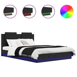 vidaXL Bettgestell mit Kopfteil Schwarz Eichen-Optik 120 x 200 cm