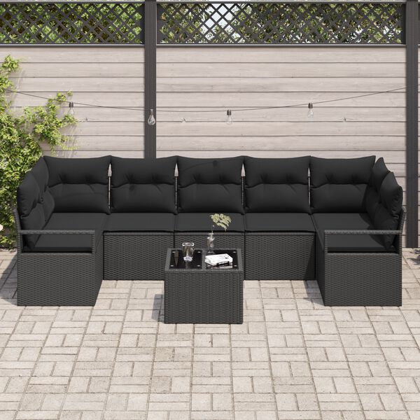 vidaXL Sofa Set 8 pcs Schwarz Poly-Rattan