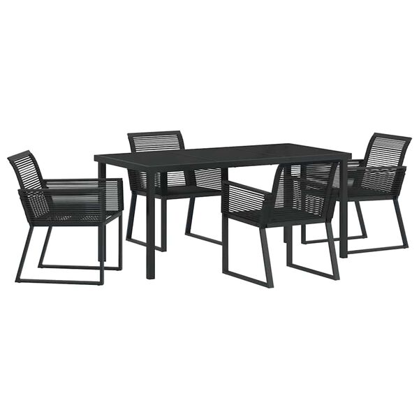vidaXL Garten Essgruppe 5 pcs Schwarz Pulverbeschichteter Stahl