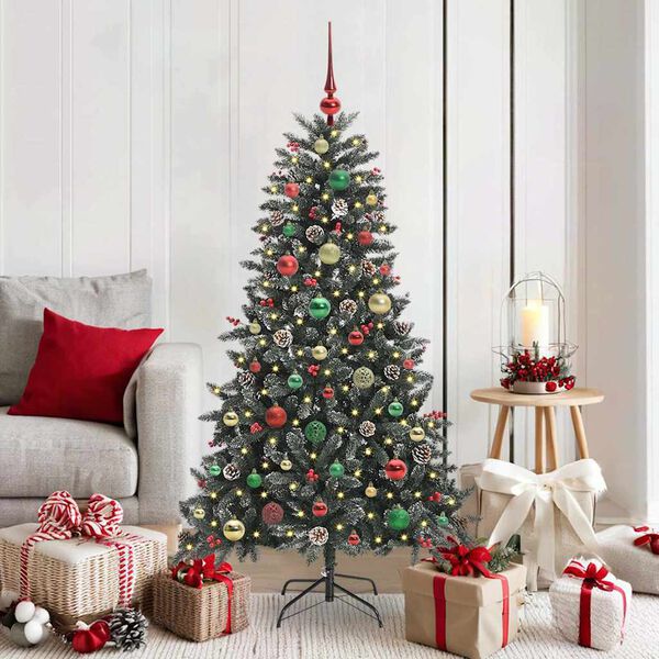 vidaXL K&uuml;nstlicher Weihnachtsbaum Gr&uuml;n 150 cm PVC, Plastik und Stahl