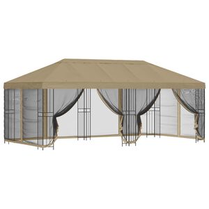 vidaXL Pavillon mit Seitenw&auml;nden 6 x 3 m Beige Polyester und Stahl