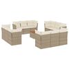 vidaXL 13-tlg. Garten-Sofagarnitur mit Kissen Beige Poly Rattan