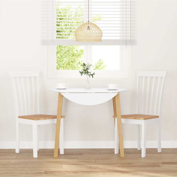 vidaXL Esszimmerstühle 2 Stk. Weiß Massivholz Gummibaum