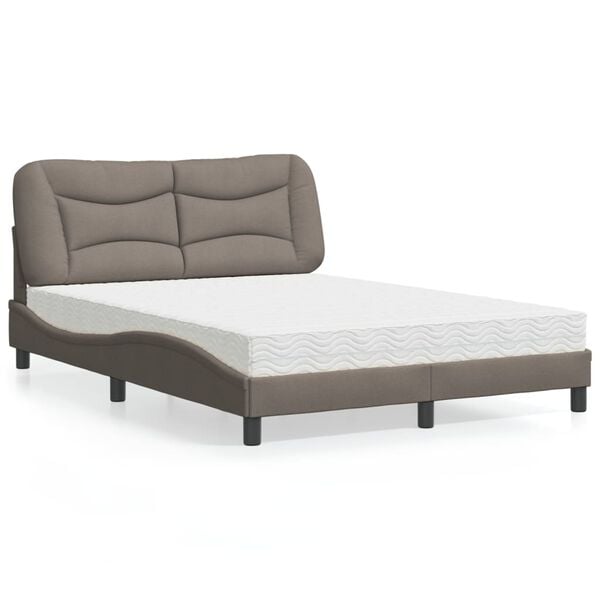 vidaXL Bett mit Matratze "Hvar" Taupe 140x200 cm Stoff