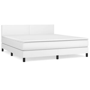 vidaXL Boxspringbett mit Matratze Wei&szlig; 180x200 cm Kunstleder