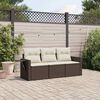 vidaXL 3-tlg. Garten-Sofagarnitur mit Kissen Braun Poly Rattan