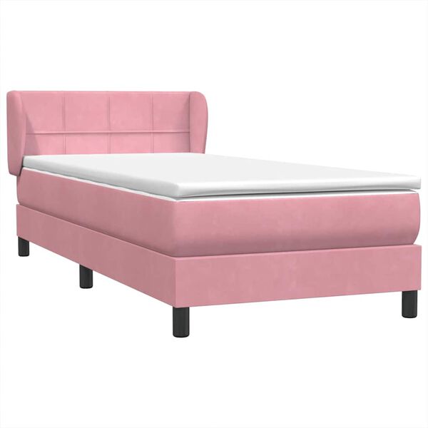 vidaXL Boxspringbett mit Matratze Rosa 90x220 cm Samt