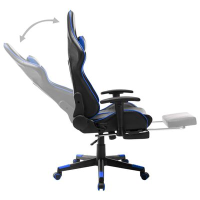 vidaXL Gaming-Stuhl mit Fußstütze Schwarz und Blau Kunstleder