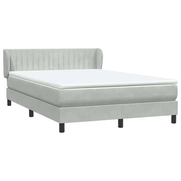 vidaXL Boxspringbett mit Matratze Hellgrau 160x210 cm Samt